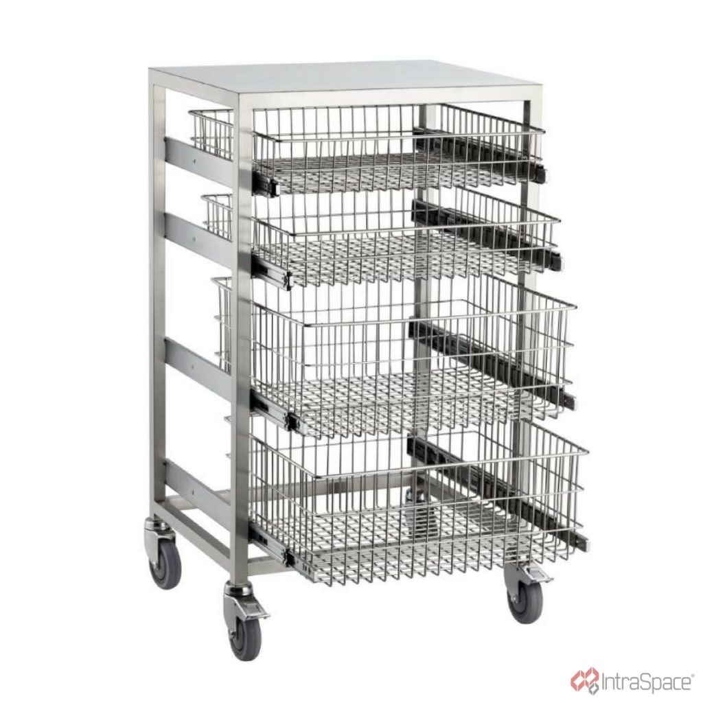 4 drawer sliding wire basket trolley